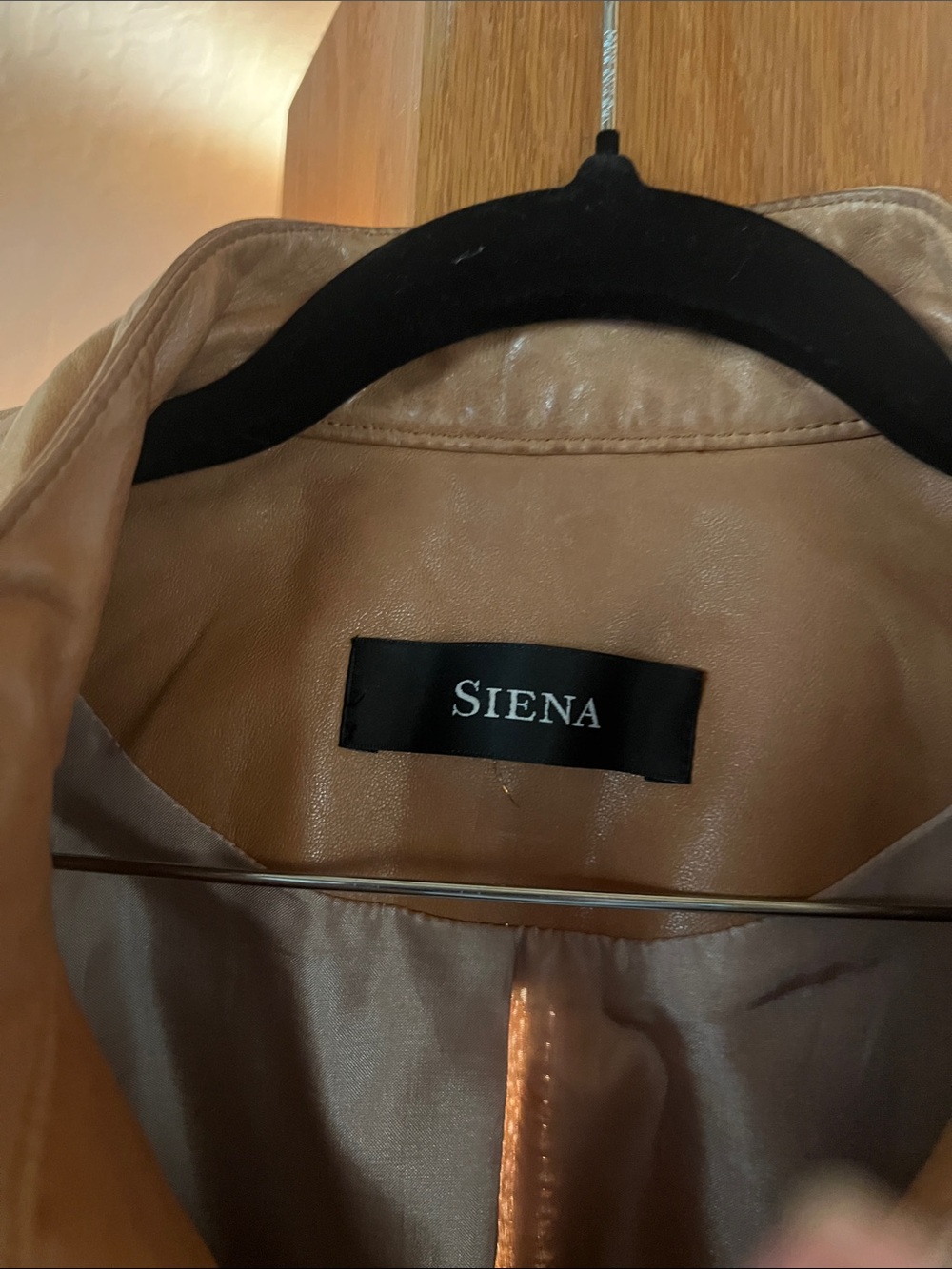 Women's Tan Leather Jacket with top stitching